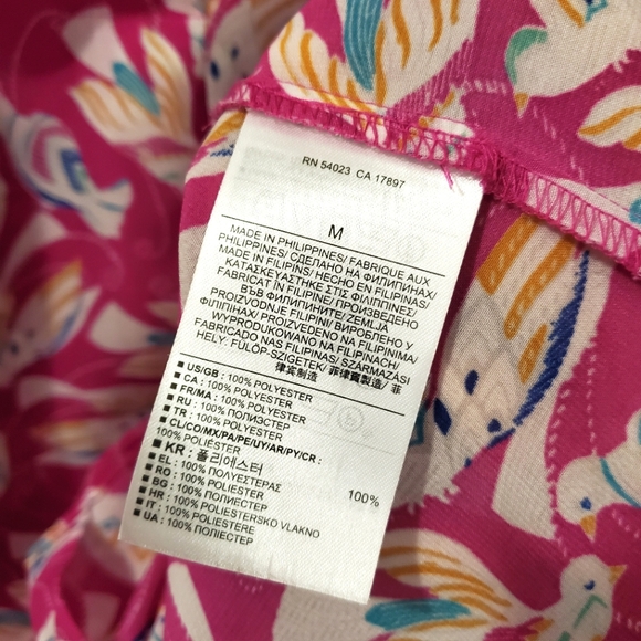 🐦 Banana Republic - Magenta Bird Print Sleeveless Blouse - Size M - Picture 7 of 7